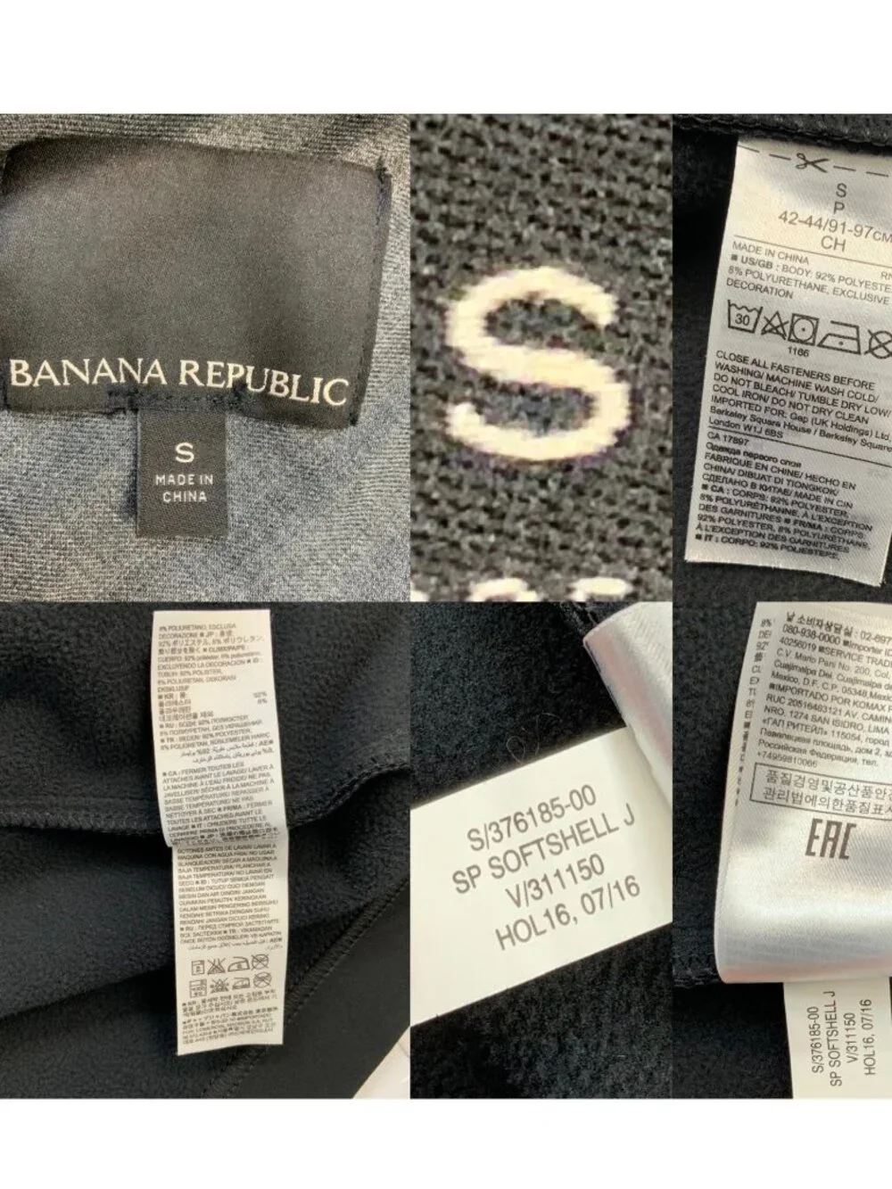 Banana Republic Softshell Jacket S Black Mockneck Preppy Fall Fashion